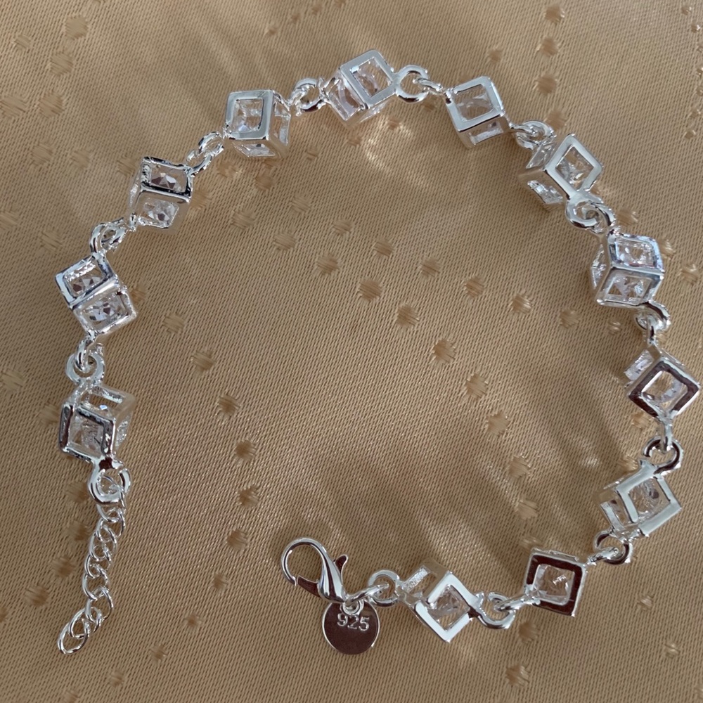 Silver Boxed Rhinestone Bracelet